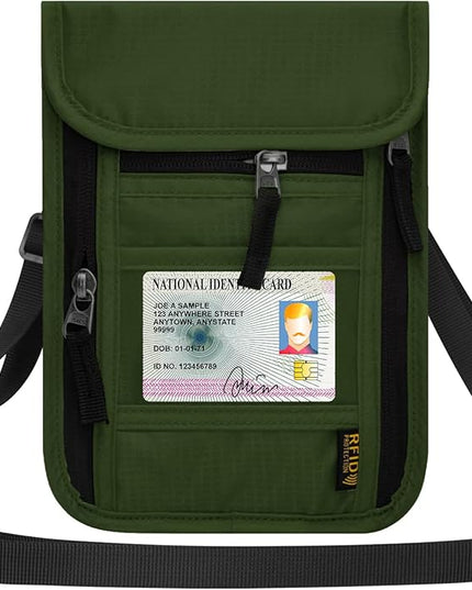 Neck Wallet for Travel,Passport Holder Neck Pouch for Men Women with Adjustable Neck Strap and RFID Blocking