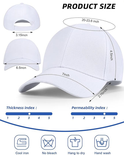 Handepo 24 Pcs Blank Baseball Cap Adjustable Back Strap Plain Blank Camouflage Hat Unisex Baseball Cap for Trucker Men Women