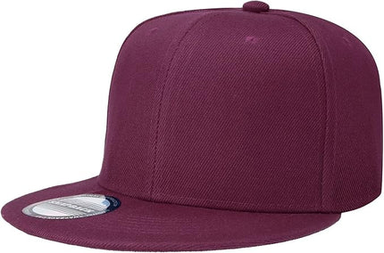 Classic Snapback Hat Cap Hip Hop Style Flat Bill Blank Solid Color Adjustable Size