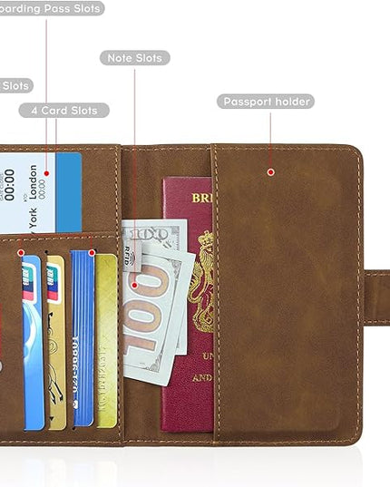 ILIYAH-Passport Cover-Passport Holder Travel Wallet-RFID Blocking Passport Case Travel Accessories Card Holder Wallet Unisex Travel Gifts(Brown)