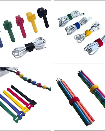 8 Inches Multi-Colour Reusable Cable Ties Cord Straps Multi-Purpose Wire Ties Cord Wrap Hook and Loop Organizer Cable Management,Adjustable Cord Ties for Organizing Home,Office,Data Centers,56 PCS