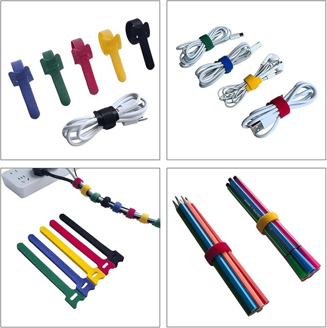 6 Inches Multi-Colour Reusable Cable Ties Cord Straps Multi-Purpose Wire Ties Cord Wrap Hook and Loop Organizer Cable Management,Adjustable Cord Ties for Organizing Home,Office,Data Centers,56 PCS