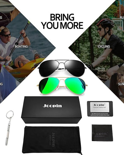 Joopin Polarized Metal Aviation Sunglasses Men, Classic Military Sun Glasses Women, Rectangle Shades UV400 Protection Costume