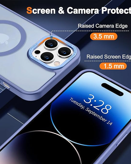 Hython Case for iPhone 14 Pro Case Magnetic Translucent Matte Phone Cases 6.1" [Compatible with MagSafe] Thin Slim Fit Shockproof Bumper Hard Protective Cover for Women Men Girls, Light Blue