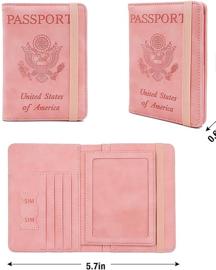 Melsbrinna Rfid Passport Holder for Travel women/Men, Cute Passport Wallet Rfid Blocking Card Slots, Rfid Passport Cover/CaseTravel Wallet, Passport Book Holder (1, Pink3)