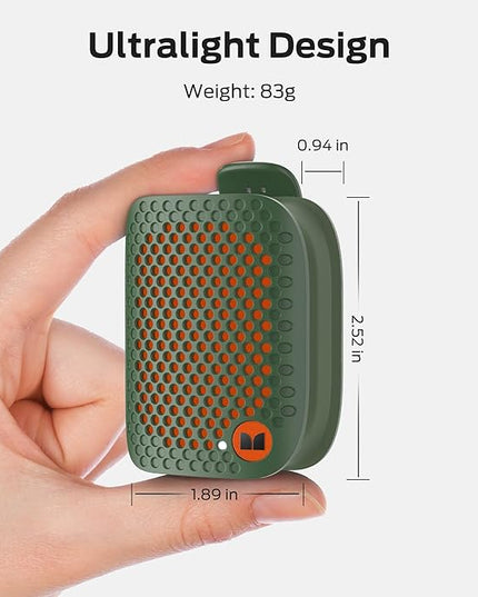 Monster Blaster Micro Wearable Bluetooth Speaker, Clip-On Wireless Small Portable Speaker with Built-in Mic (Non-Magnetic), IPX7 Waterproof, TWS, Hands-Free Music/Calls for Work/Cycling/Running, Green