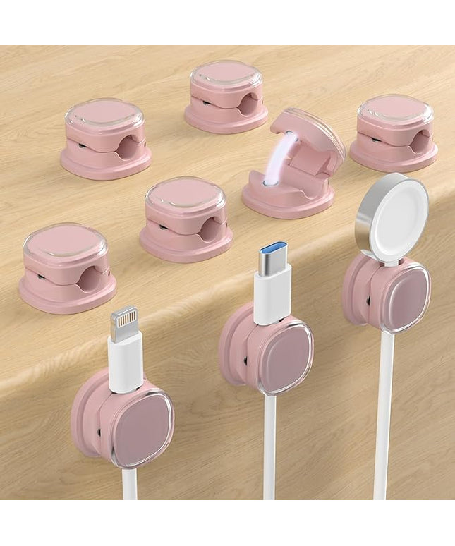 Magnetic Cable Clips, Adjustable Cord Holder Management, Adhesive Wire Keeper Organizer for Home Office Desk Phone PC Car Wall Desktop Nightstand Appliance (9-PCS Purple)