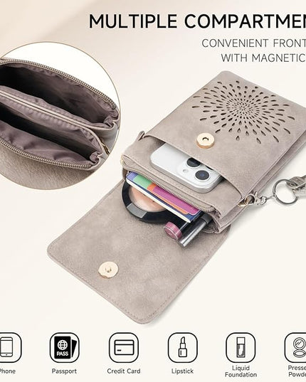 APHISON Small Crossbody Bags for Women Trendy, Leather Phone Wallet Purses Handbags Card Slots with Adjustable Strap