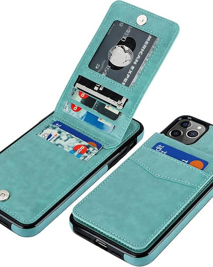 KIHUWEY Compatible with iPhone 11 Pro Max Case Wallet with Credit Card Holder, Premium Leather Magnetic Clasp Kickstand Heavy Duty Protective Cover for iPhone 11 Pro Max 6.7 Inch(Mint Green)