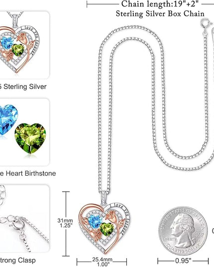 Iefil Christmas Gifts for Women - Sterling Silver Birthstone Necklace Anniversary Birthday Gifts for Her Wife Mom Daughter