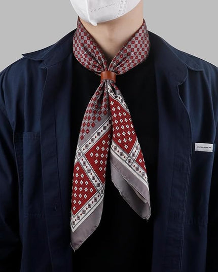 27.5 Inches Square Silk Feeling Neck Scarf for Men Necktie Silk Bandanas Pocket Square Cowboy Scarves