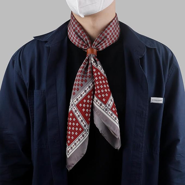 27.5 Inches Square Silk Feeling Neck Scarf for Men Necktie Silk Bandanas Pocket Square Cowboy Scarves