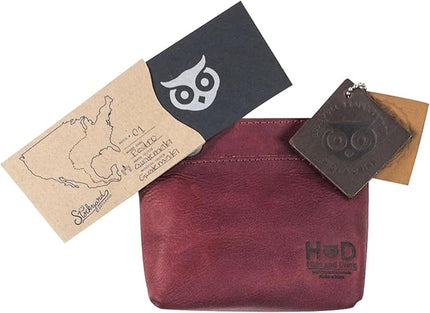 Hide & Drink, Leather Double Snap Pouch, Coin Purse, Cash & Card Holder, Cable Organizer, Makeup, Handmade Includes 101 Year Warranty (Sangria)