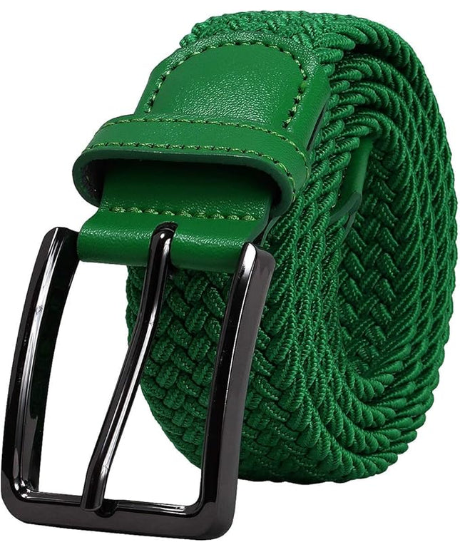 Falari Men Women Multicolored Elastic Stretch Braided Belt Canvas Fabric Woven No Holes Belt