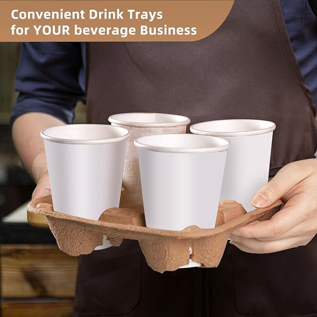 Coffee Cup Holder Disposable Cup Holder Tray, Four Cup Carrier Tray 50 Pack,Biodegradable, Eco-Friendly Drink Carrier For Delivery Of Hot Or Cold Drinks(Four-cup size tray)