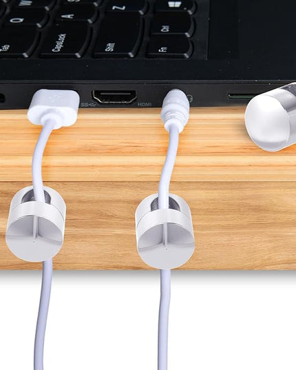 5 Sets Charger Holders for Cords, Silver Adjustable Cable Anchor Holders, Adhesive Metal Cord Clips, Cable Management Wire Organizers for Desk, Office, Nightstand