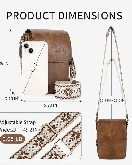 APHISON Small Crossbody Bags for Women Trendy, Leather Phone Wallet Purses Handbags Card Slots with Adjustable Guitar Strap