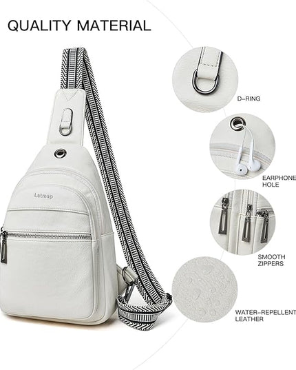 Sling Bag For Women Faux Leather Small Casual Daypack Backpack Fanny Pack Crossbody Chest Bags Purse
