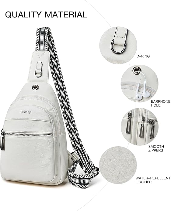 Sling Bag For Women Faux Leather Small Casual Daypack Backpack Fanny Pack Crossbody Chest Bags Purse