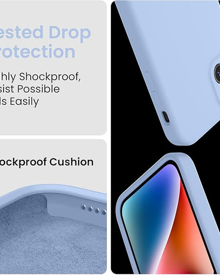 FireNova Designed for iPhone 13 Case, Silicone Upgraded [Camera Protection] Phone Case with [2 Screen Protectors], Soft Anti-Scratch Microfiber Lining Inside, 6.1 inch, Light Blue