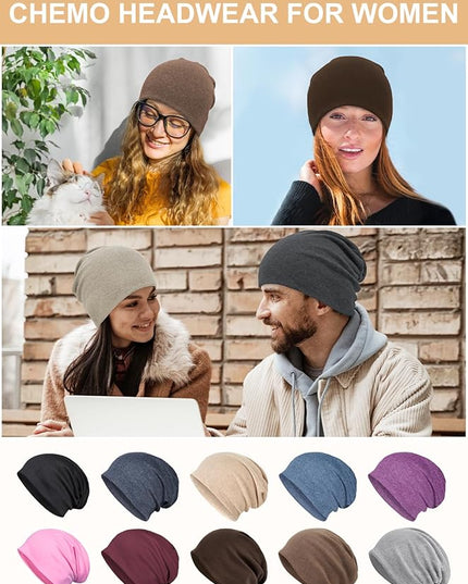 Senker Fashion Slouchy Beanie Hats for Women Men, Chemo Headwear Cotton Beanies Soft Lightweight Chemo Skull Cap Elastic