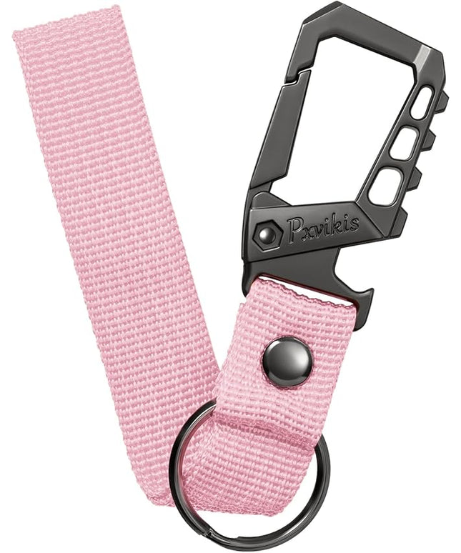 Metal heavy duty key chain carabiner clip bottle opener wrist lanyard ring car key fob unisex for men and women