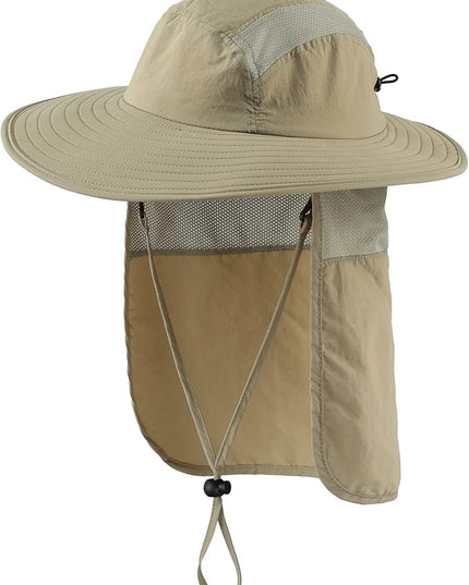 Home Prefer UPF 50+ Mens Wide Brim Fishing Hat with Neck Flap Sun Hat for Men Women Sun Protection Cap