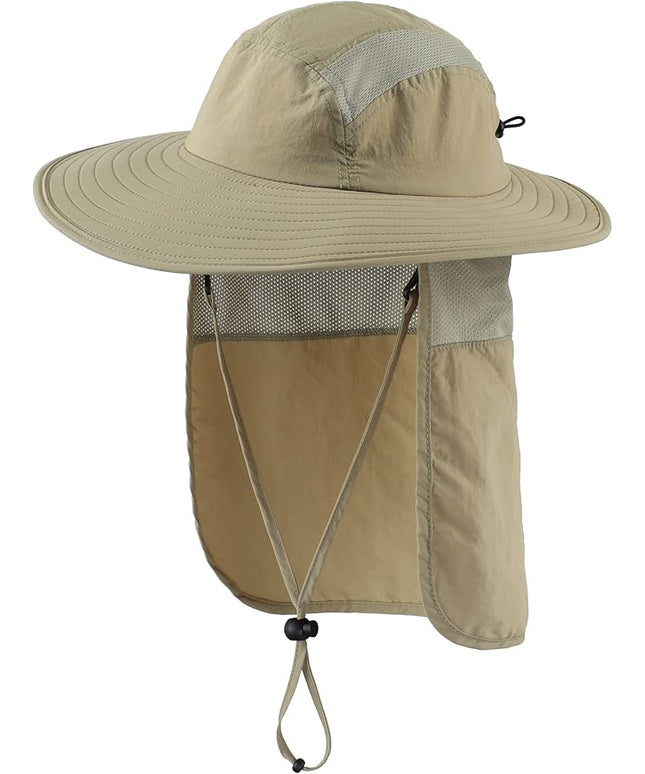 Home Prefer UPF 50+ Mens Wide Brim Fishing Hat with Neck Flap Sun Hat for Men Women Sun Protection Cap