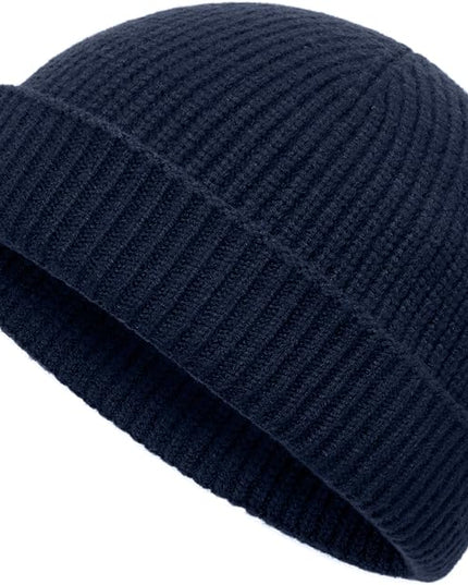 vidsel Thin Wool Fisherman Beanie Hat for Men Women Fall Winter,Short Knit Cuffed Fashion Trawler Skull Cap,Watch Cap