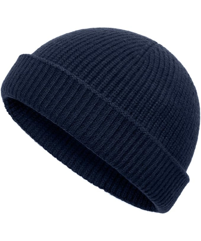 vidsel Thin Wool Fisherman Beanie Hat for Men Women Fall Winter,Short Knit Cuffed Fashion Trawler Skull Cap,Watch Cap