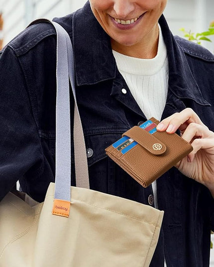 BOSTANTEN Slim Wallet for Women Small RFID Blocking Credit Card Holder Leather Bifold Wallets with Zipper Coin Pocket Brown