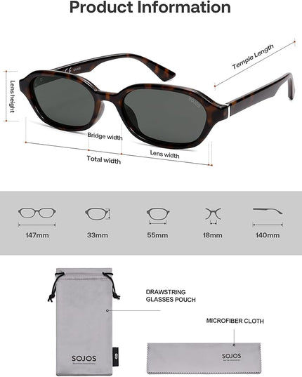 SOJOS Retro Rectangle Polarized Sunglasses for Women Men Trendy Hexagon Narrow Chic Y2K Sunnies SJ2629