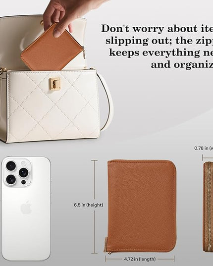 CoBak Passport Holder Cover with Safe Zipper Closure, Premium Passport Wallet for Travel, RFID Blocking Card Case, Waterproof Travel Accessories for Man, Pebbled Brown