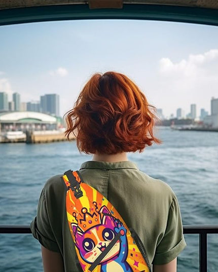 Animal Face Sling Bag Crossbody Bags Chest Bag Backpack for Travel Running and Hiking for Men Women Colorful Cat 2