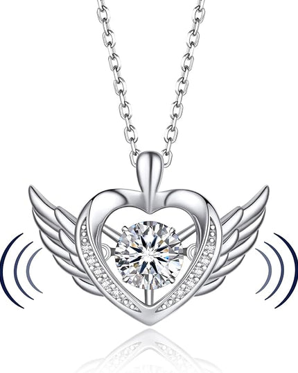 MomentWish Necklace for Women, Sparkling Gift for Her, 1Carat Moissanite Heart Pendent for Her, 925 Sterling Silver Dance Necklace for Anniversary Christmas Valentines