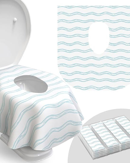 Toilet Seat Covers Disposable - 20 Pack - Waterproof, Ideal for Kids and Adults – Extra Large, Individually Wrapped for Travel, Toddlers Potty Training in Public Restrooms (Waves, 20)
