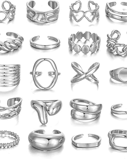 KISS WIFE Goldenen Silvery Black Kunckle Rings Set for Women, Dainty Simple Trendy Cute Stackable Finger Rings Pack, Perfect for Stacking Layering on Thumb and Knuckle, Mixed Size, Jewelry Gift