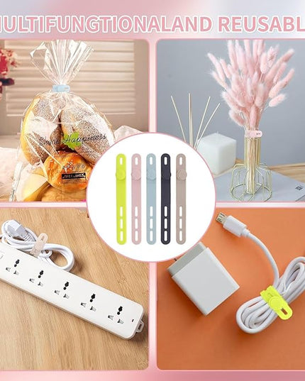 Oligei 50 Pcs Silicone Cable Ties, Cable Ties Reusable, High Elasticity Cord Wraps for Electrical Cords, Cord Organizer for Earphone, Phone Charger(Colorful)