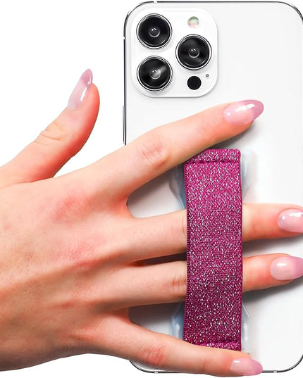 LOVEHANDLE PRO Premium Phone Grip - Elastic Phone Strap - Magnetic Phone Mount and Kickstand for Smartphone and Tablet - Cranberry Glitter