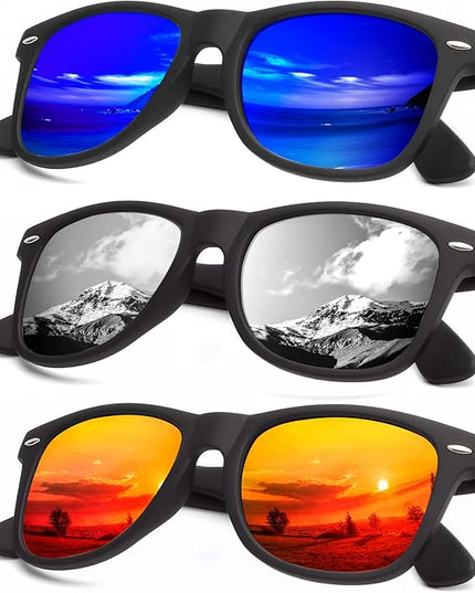KALIYADI Polarized Sunglasses for Men and Women Matte Finish Sun glasses Color Mirror Lens UV Blocking (3 Pack)
