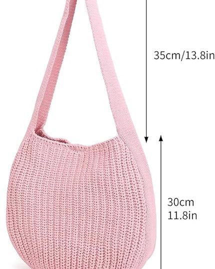 ENBEI Women's Crochet Tote Bag Knit Shoulder bag,Aesthetic Bag,Cute Eco-Friendly Tote for Travel,Daily Use,Gift Box Packaging