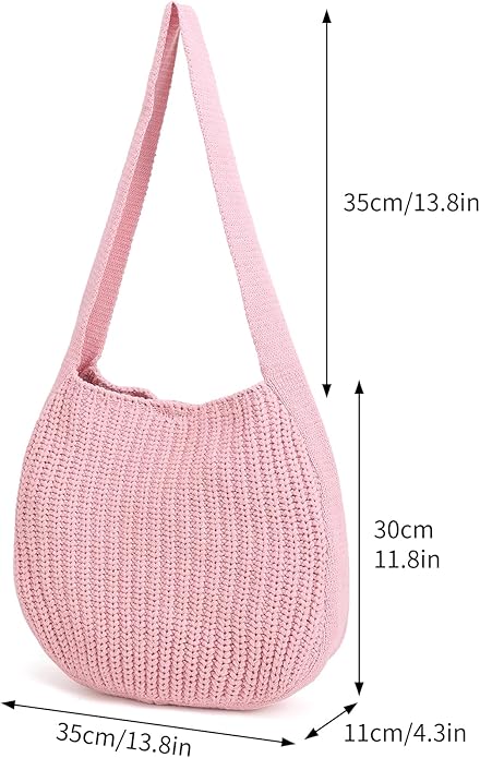 ENBEI Women's Crochet Tote Bag Knit Shoulder bag,Aesthetic Bag,Cute Eco-Friendly Tote for Travel,Daily Use,Gift Box Packaging
