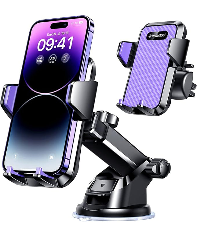 VANMASS 【85+LBS Strongest Suction & Military-Grade】2026 Ultimate Car Phone Mount【Patent Safety Certs】Cell Phone Holder Truck Stand Dashboard Windshield Vent for iPhone 17 16 15 Pro Max 14 for Samsung