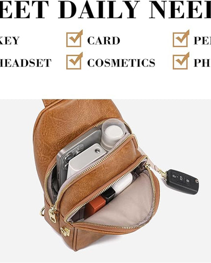 Anti Theft Crossbody Bags for Women Leather Sling Bag Cross Body Travel Purse Chest Bags Fanny Pack Gift Teen Girl