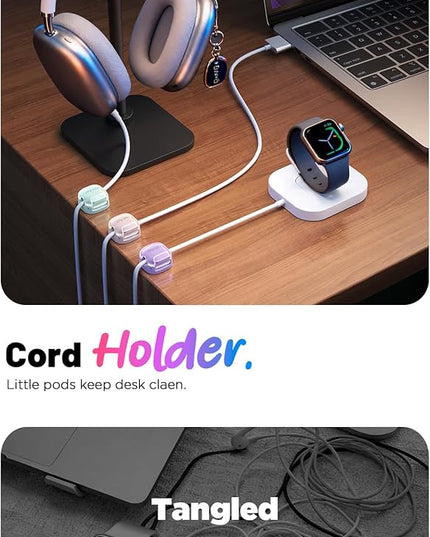 Cable Clips,8 Pack Cord Holder Cord Organizer [1s Lock & Strongest Adhesive] Spring Cord Clips Phone Charger Wire Desk Cable Management Nightstand Home Office School Decor Women Cute Desk Accessories