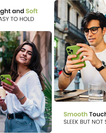 FireNova Designed for iPhone 13 Pro Case, Silicone Upgraded [Camera Protection] Phone Case with [2 Screen Protectors], Soft Anti-Scratch Microfiber Lining Inside, 6.1 inch, Sprout Green