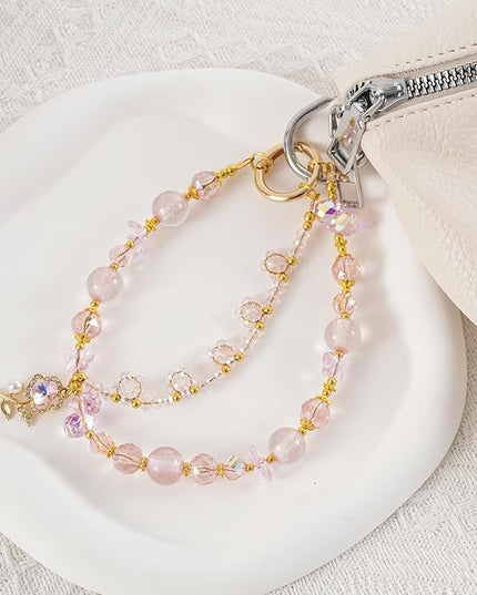 Phone Charm for Women, Anti-Theft Phone Wrist Strap Hands-Free & Beaded Chain,Tether Tab
