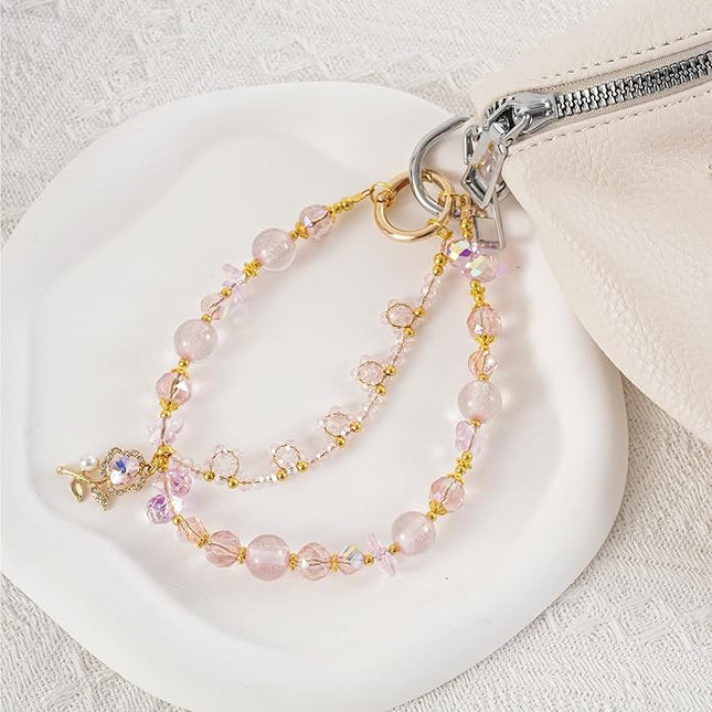 Phone Charm for Women, Anti-Theft Phone Wrist Strap Hands-Free & Beaded Chain,Tether Tab