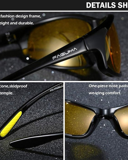 FAGUMA Polarized Sports Sunglasses For Men Cycling Driving Fishing UV400 Protection