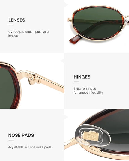 SOJOS Trendy Oval Polarized Sunglasses for Women Men, 80s 90s Chic Retro Vintage Sunnies SJ1248
